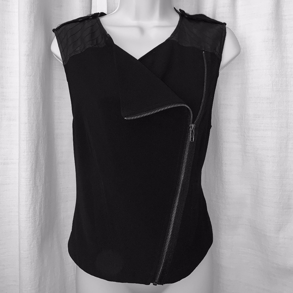 Sanctuary Tops - NWOT- Santuary Moto Vest w/Faux Leather Trim!